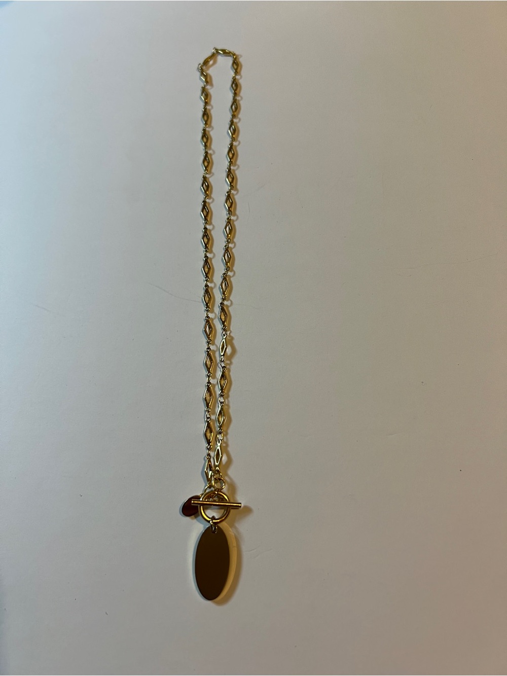 Plunder Gold Tone Chain Link Necklace W/An Oval Charm/Pendant(Can Be Engraved)